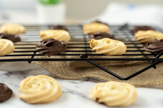 Homemade simple dark and white chocolate cookies