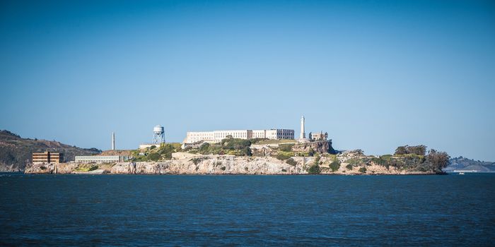 San Francisco, USA - February 11 2013: San Francisco skyline and Alcatraz in California, USA