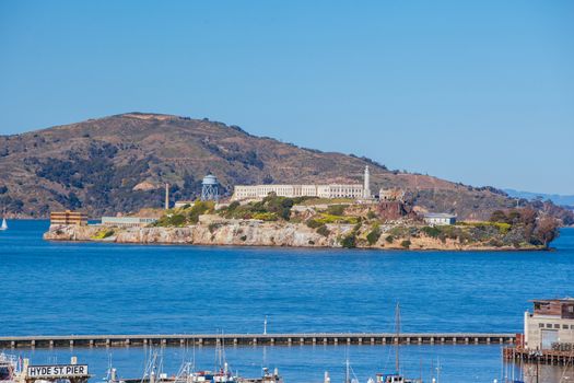 San Francisco, USA - February 11 2013: San Francisco skyline and Alcatraz in California, USA