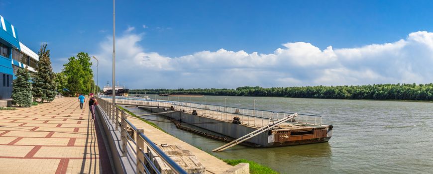 Izmail, Ukraine 06.07.2020. City Embankment on the Danube River in the city of Izmail, Ukraine, on a sunny summer day