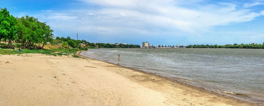 Izmail, Ukraine 06.07.2020. City Beach in the city of Izmail, Ukraine, on a sunny summer day