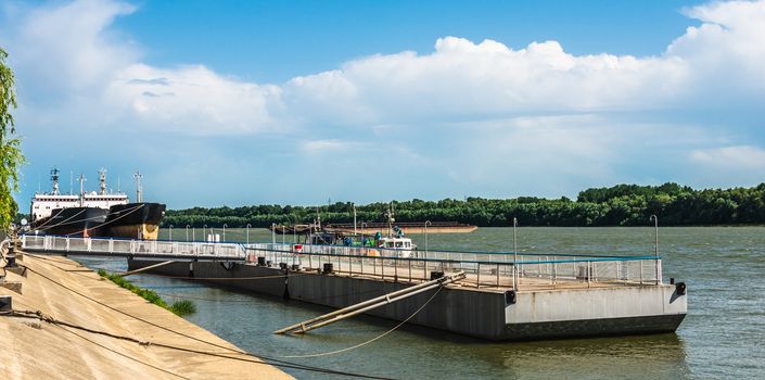 Izmail, Ukraine 06.07.2020. City Embankment on the Danube River in the city of Izmail, Ukraine, on a sunny summer day