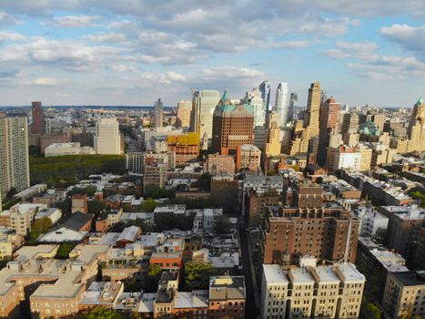 Aerial view of downtown Brooklyn. New York City. Brooklyn is the most populous of New York's five boroughs. Traditional building in Brooklyn Heights