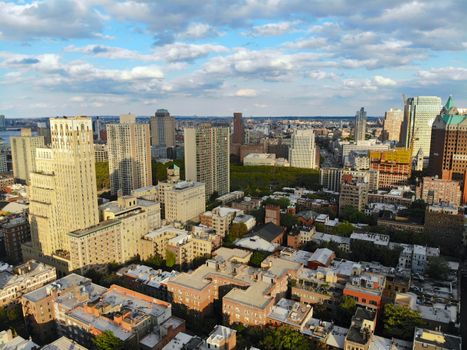 Aerial view of downtown Brooklyn. New York City. Brooklyn is the most populous of New York's five boroughs. Traditional building in Brooklyn Heights