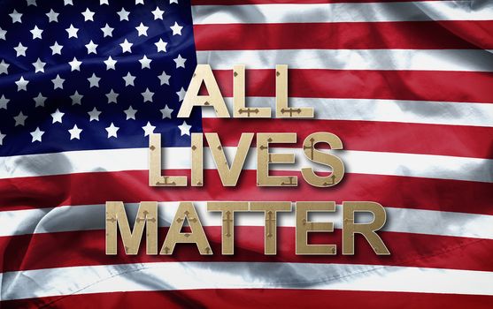 All lives matter slogan on American flag background