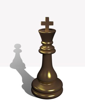 Chess king with the shadow of a pawn