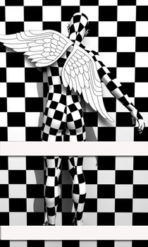 Black end White checkered angel