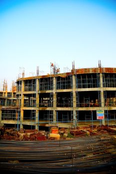 Surat, India - march 2018 : Top View of new construction of building in Surat