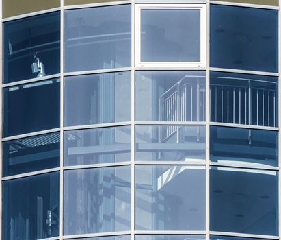 Office building of the University of Leipzig, Germany, blue colored glass at the administration building