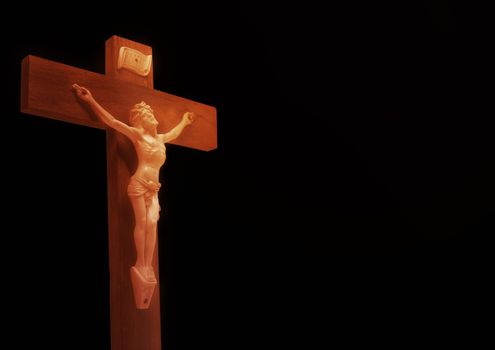 The crucifixion from a tree Jesus's gilt figure.old fashion light roaring 20s clipping path include