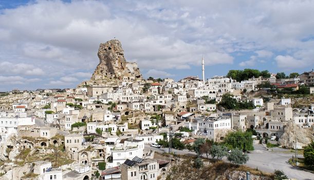 Rock apartments in a village in Cappadocia, Anatolia, Turkey