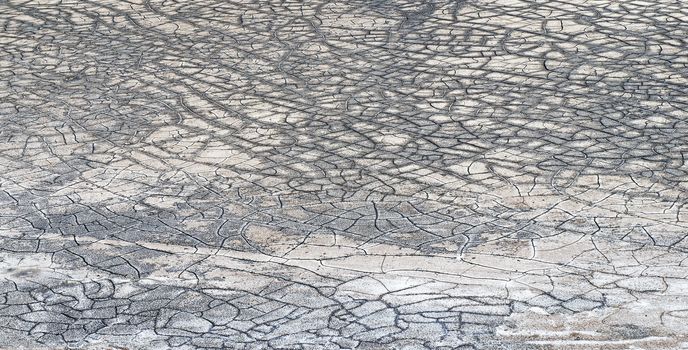 Dry cracks on the big salt lake tuz golu in Anatolia, Turkey in summer