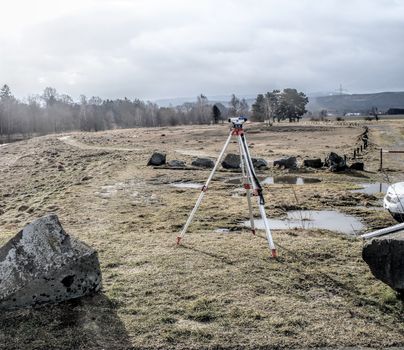 Surveying of slag heaps on the river "Innerste" near Bredelem, Goslar, Harz Mountains