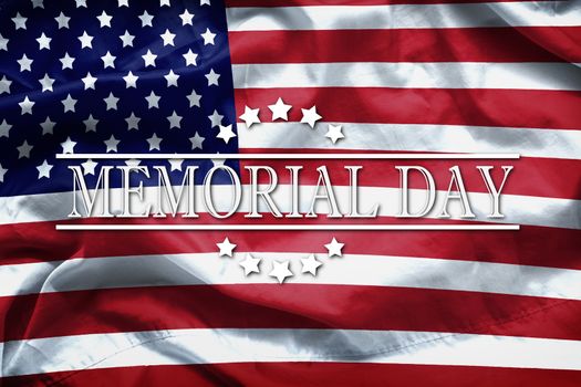 Happy Memorial Day greeting card, National american holiday. Memorial day background remember and honor ,  word Memorial day on american flag background.