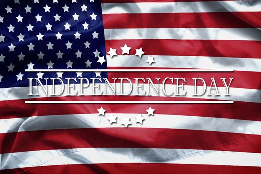 Happy Independence Day greeting card, National american holiday. Independence Day background remember and honor ,  word Independence Day on american flag background