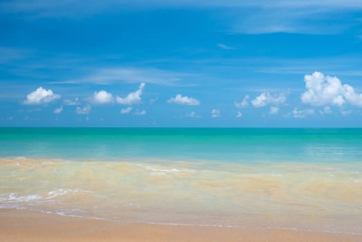 Bangsak beach on blue sky  at khao lak Phangnga province, Thailand.