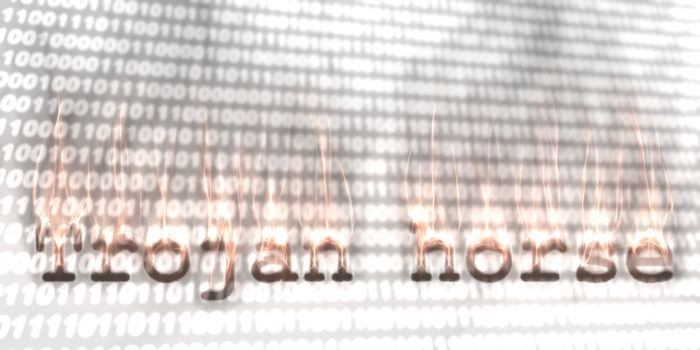 Banner of internet security buzzword text done with kirlian photography