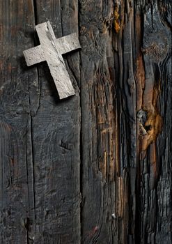 Cross on the wood made in 3d software