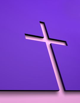 Cross under  the wall made in 3d software