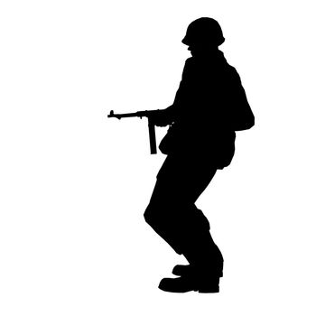 Soldier silhouette with rifle made in 3d software