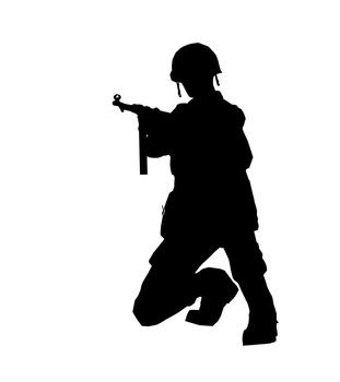 Soldier silhouette with helmet made in 3d software