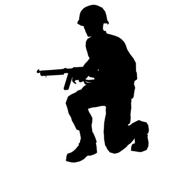 Soldier silhouette with helmet made in 3d software