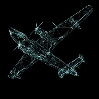 3D model of airplane isolated on BLACK background