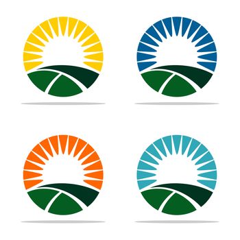 Set Abstract Sun Agriculture Logo Template Illustration Design. Vector EPS 10.
