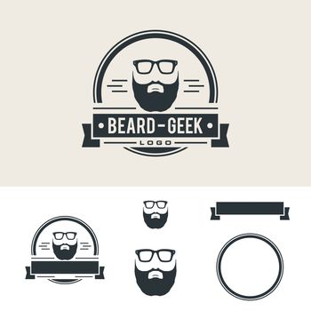 Beard Barber Shop Vintage Emblem Illustration Design. Vector EPS 10.