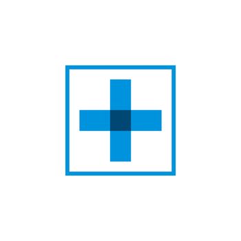 Blue Square Cross Health Care Logo Template Illustration Design. Vector EPS 10.