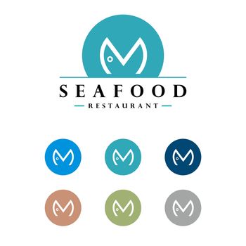 M Letter Fish Logo Template Illustration Design. Vector EPS 10.