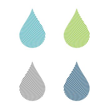 Set Finger Print Line Drop Water Logo Template Illustration Design. Vector EPS 10.