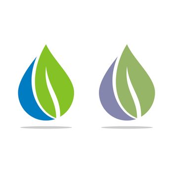 Leaf and Drop Water Logo Template Illustration Design. Vector EPS 10.