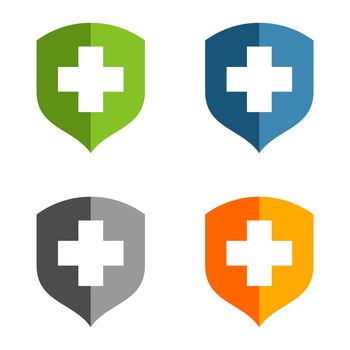 Set Health Care Cross Shield Logo Template Illustration Design. Vector EPS 10.