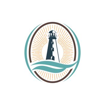 Lighthouse, beacon vector Logo Template Illustration Design. Vector EPS 10.