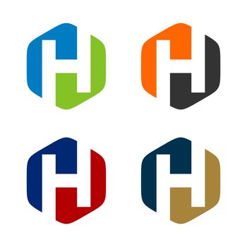 Set H Letter Hexagon Logo Template Illustration Design. Vector EPS 10.