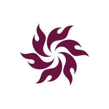 Burgundy Color Flame Flower Logo Template Illustration Design. Vector EPS 10.
