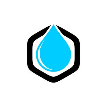 Blue Drop Water Hexagon Shape Logo Template Illustration Design. Vector EPS 10.