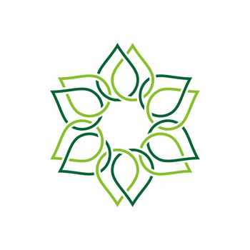 Green Line Ornamental Flower Logo Template Illustration Design. Vector EPS 10.