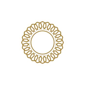 Gold Frame Flower Logo Template Illustration Design. Vector EPS 10.