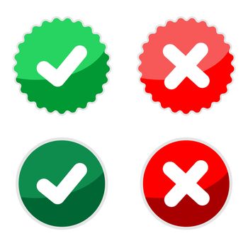 Check Mark and Cross, True and Wrong, Approved and Denial Illustration Design. Vector EPS 10.