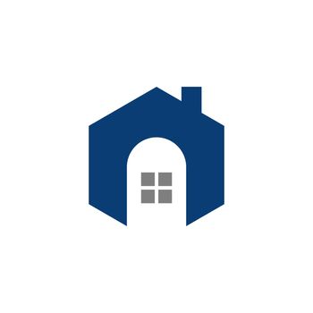 Blue House Hexagon Shape Logo Template Illustration Design Illustration Design. Vector EPS 10.