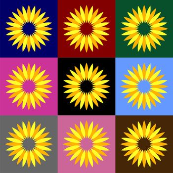 set Blossom Sunflower vector Logo Template Illustration Design EPS 10