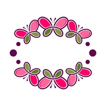 Border Frame Flower Butterfly Template Illustration Design. Vector EPS 10.