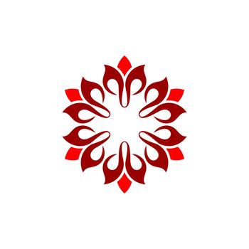 Red Ornamental Blossom Flower Logo Template Illustration Design. Vector EPS 10.