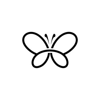 Beauty Black Butterfly Line Logo Template. Vector Illustration EPS 10.