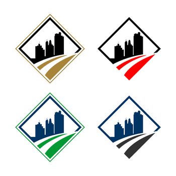 Diamond Shape Skyline Town Logo Template Illustration Design Vector EPS 10.