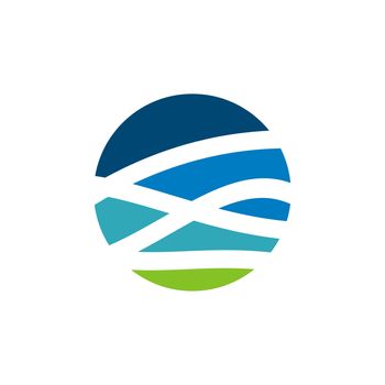 Blue Sea Line in Circle Shape Logo Template Illustration Design Illustration Design. Vector EPS 10.
