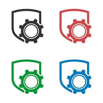 Shield Line Gear Logo Template Illustration Design. Vector EPS 10.