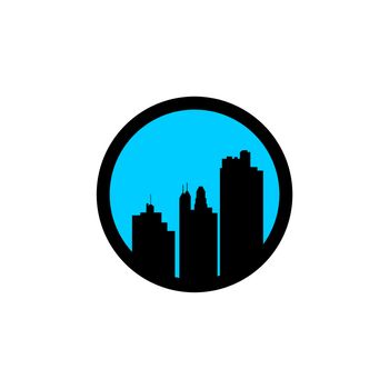 Circle Shape Skyline Town Logo Template Illustration Design. Vector EPS 10.